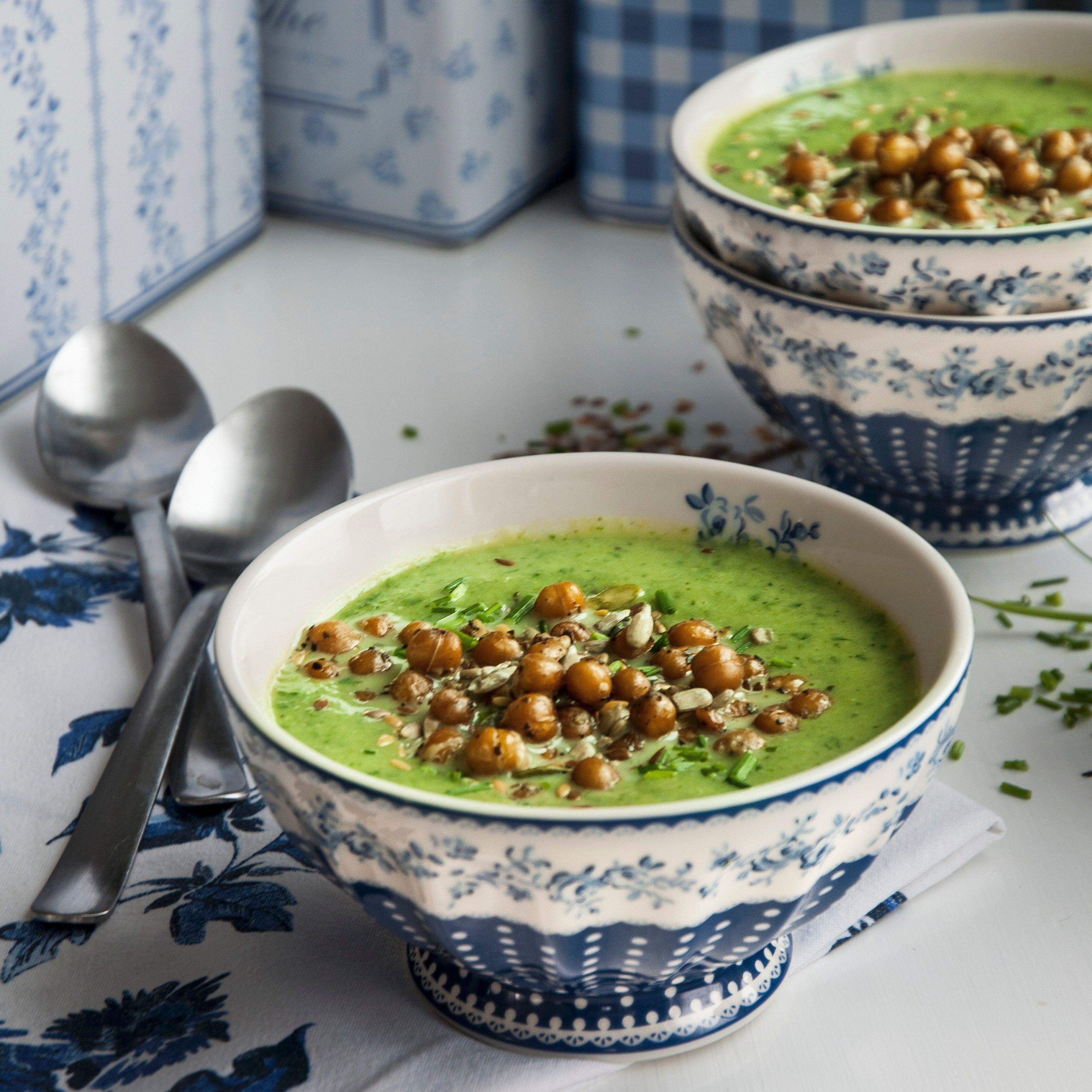 Argan Oil Spinach Soup with Chickpeas