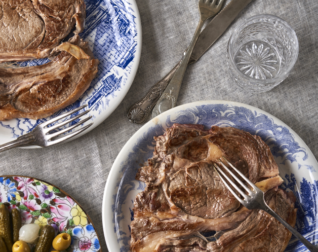 Grilled Steak with Argan Oil and Pickled Vegetable Salad