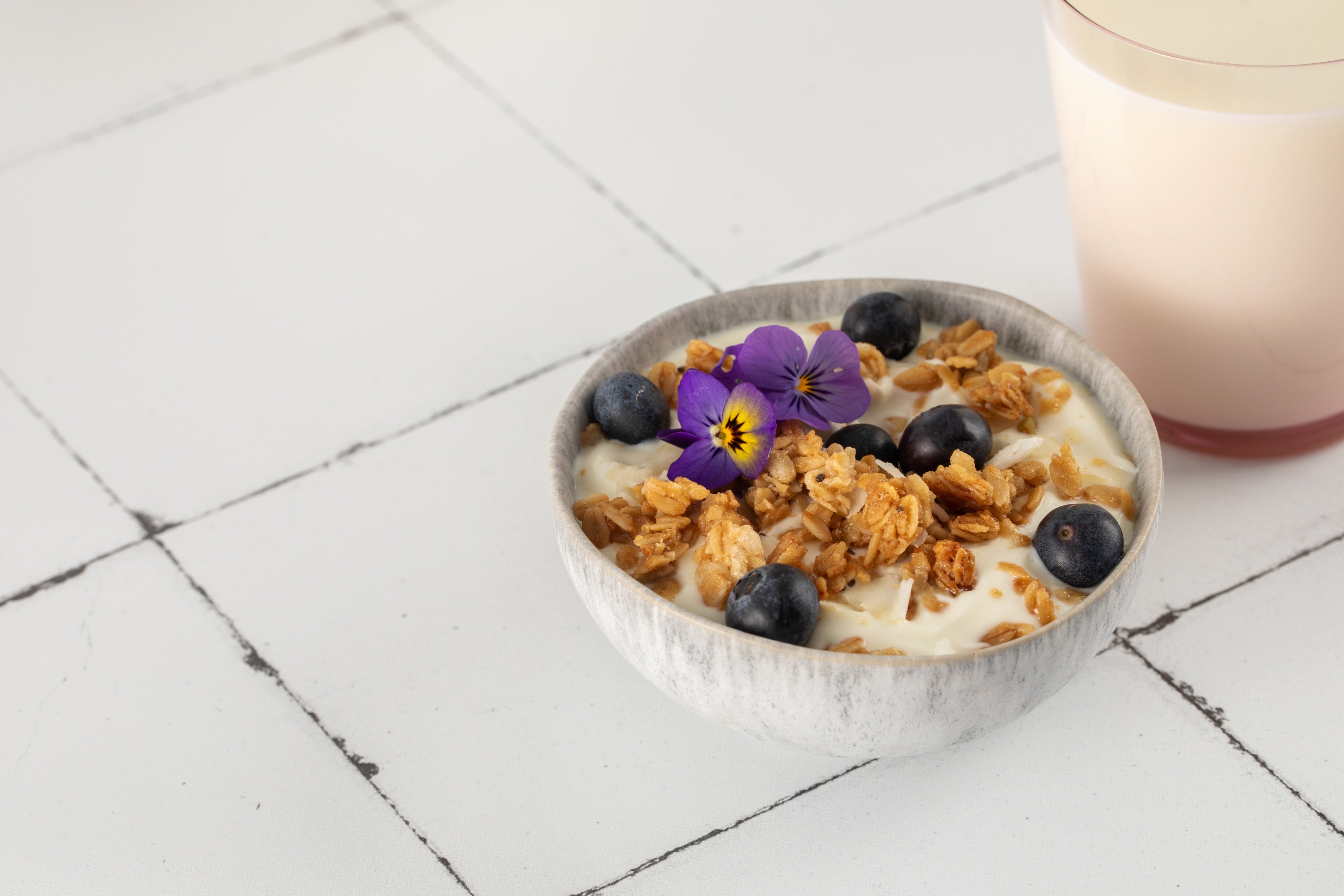 Greek Yogurt, Granola, and Fresh Berries with Argan oil and Manuka Honey