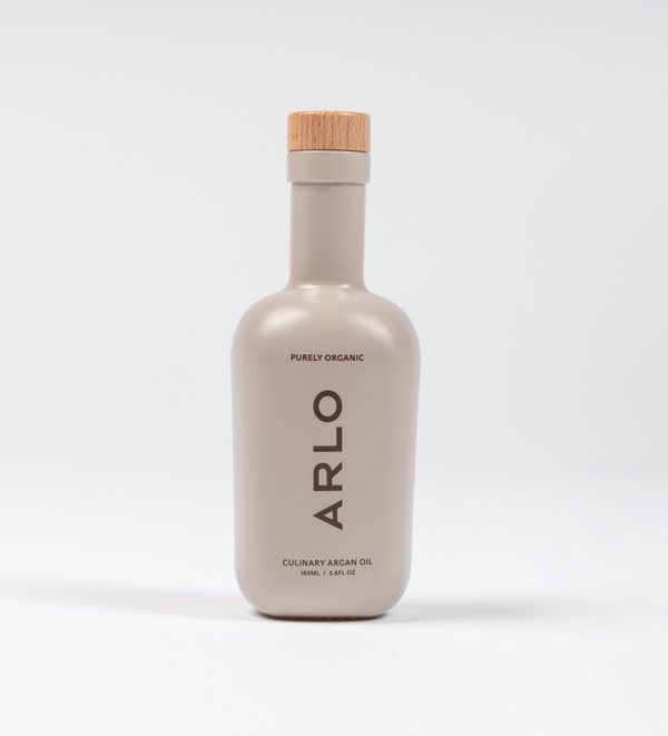 ARLO culinary argan oil bottle – purely organic, gourmet Moroccan edible argan oil front view